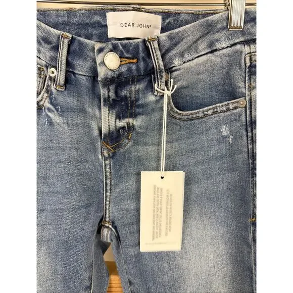 NWT Dear John Blue Distressed 5-Pocket Button Zip Skinny Jeans #1185 Size 25 - Picture 4 of 4